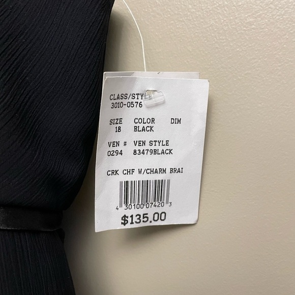 David's Bridal Black Formal Gown Size 18 Criss Cross Mini Dress NWT - Picture 2 of 6